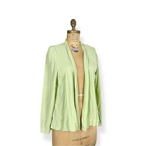 Eileen Fisher Light Spring Green Open Front Long Sleeve Cardigan